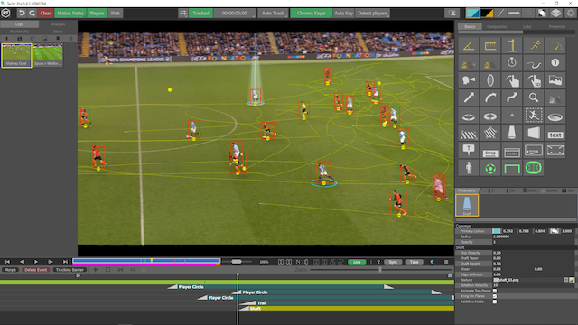 Screen of a digital software showing a football match